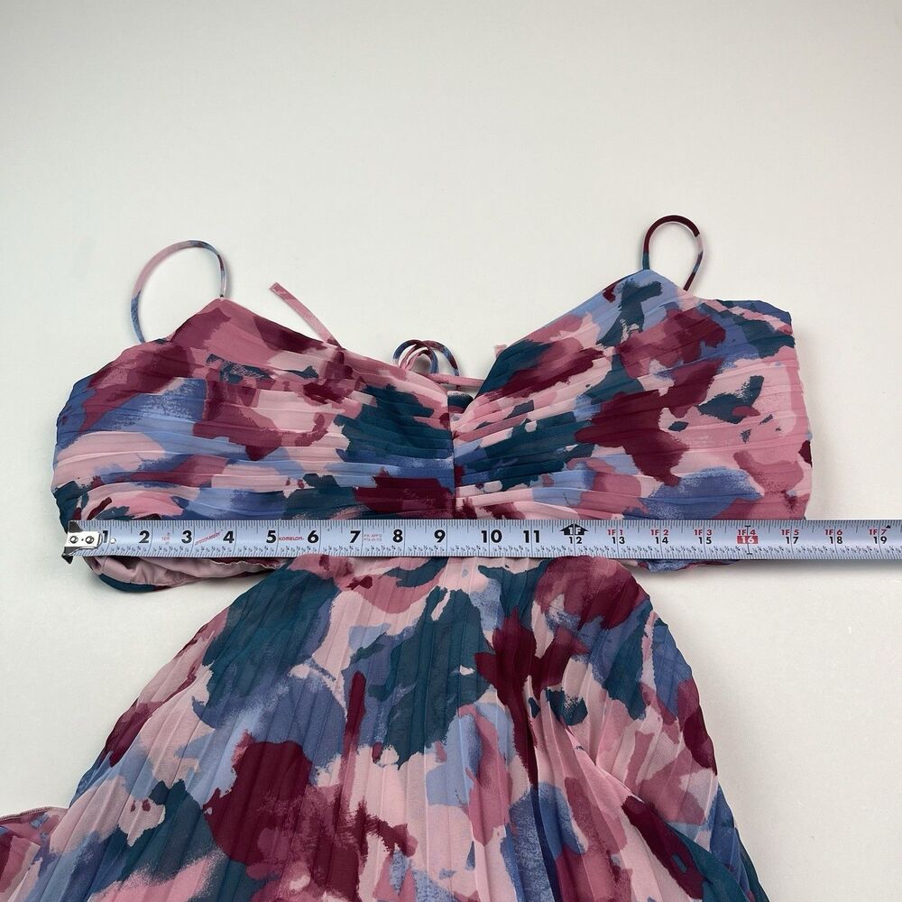Abercrombie & Fitch Giselle Floral Maxi Dress XL Pink Pleated Resort Costal NWT - Picture 8 of 14
